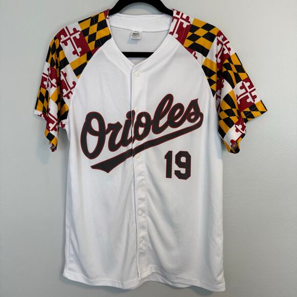 Baltimore Orioles Jersey #19 Maryland Flag White Baseball MLB Men’s Size M - Picture 1 of 5